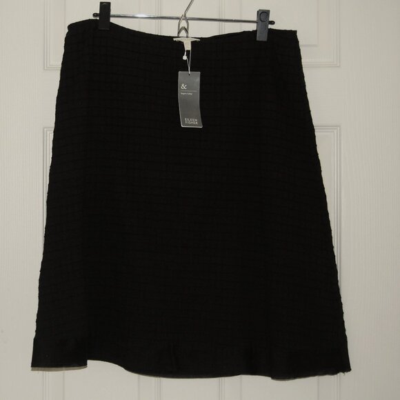 NWT Eileen Fisher Organic Cotton, Textured Peasant Skirt, Black, Petite M - Picture 2 of 10